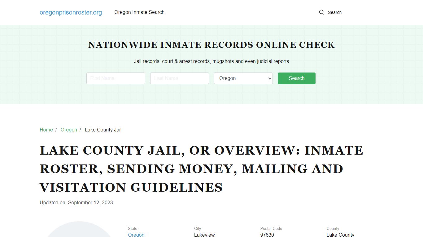 Lake County Jail, OR: Offender Search, Visitation & Contact Info